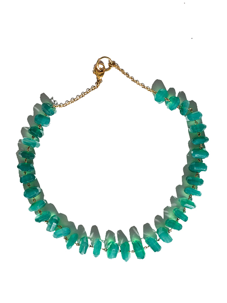 Night Out Green Stone Necklace with Gold Chain 