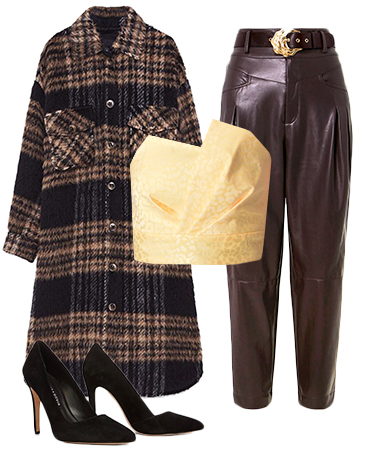 Yellow and Brown Leather Inspired Outfit 