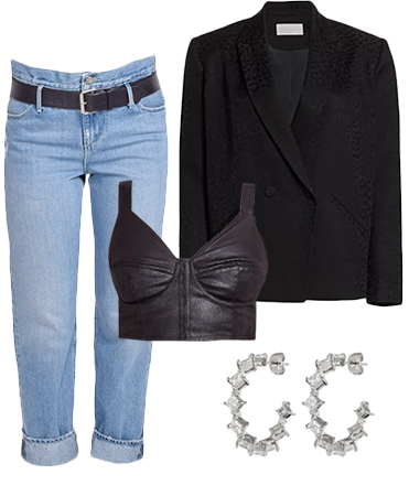 oversize blazer + bra top outfit inspration