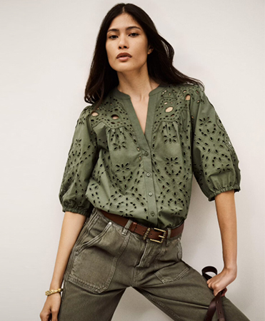 Boho, Refined: Beatrice Eyelet Shirt, ba&sh.