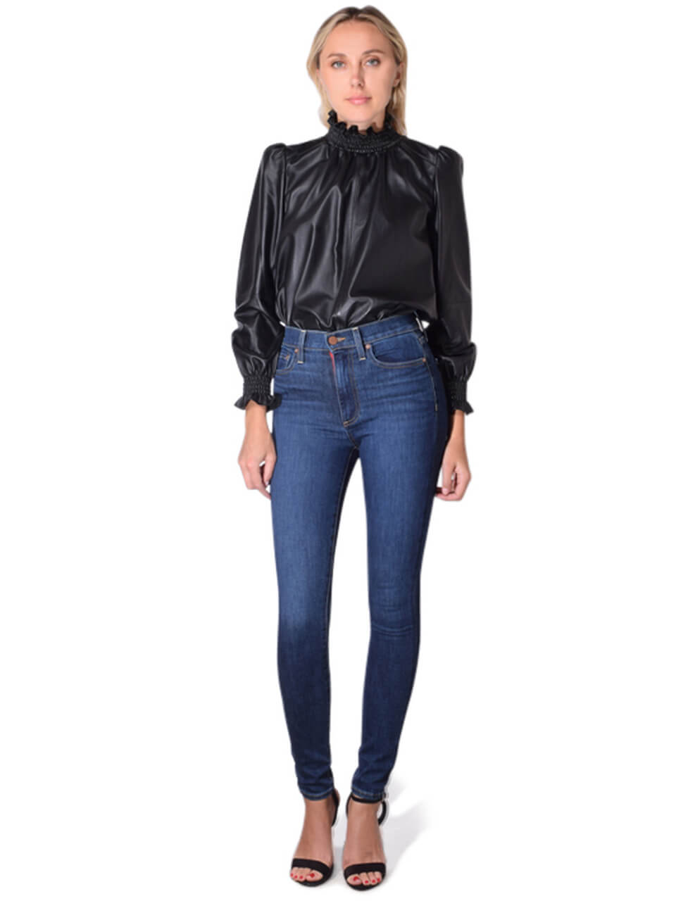 BA&SH  Mylo Leather Blouse In Black