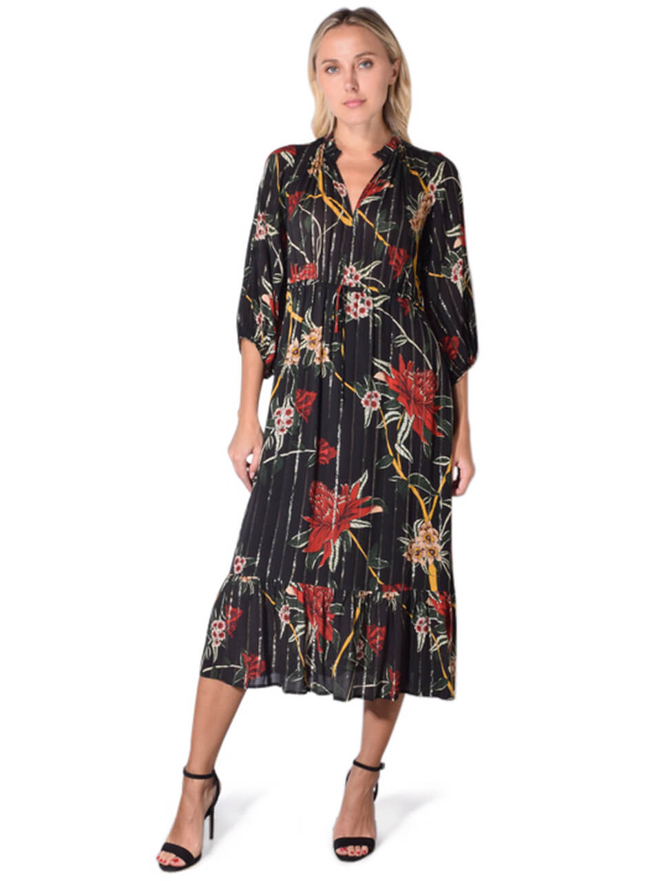BA&SH  Patty Dress In black and Floral With Draw String
