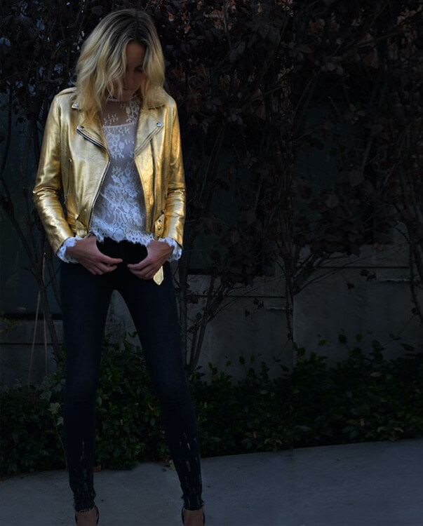 Gold Metallic Leather Jacket