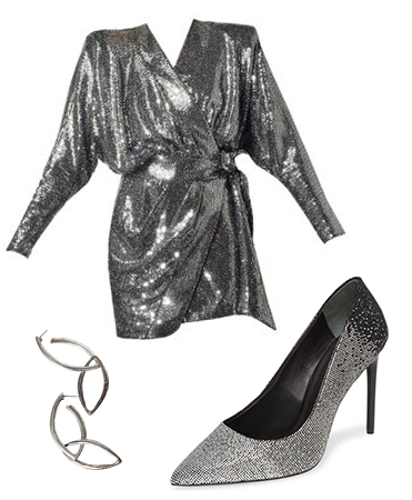 Metallic Mini Dress and Pumps