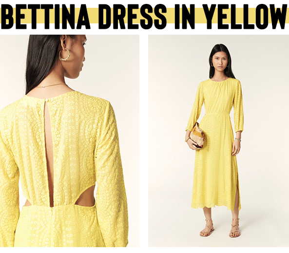 Bettina Embroidered Long Sleeve Dress in Yellow